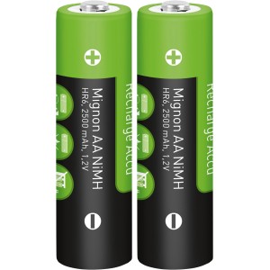 Zestaw 2 akumulatorów NiMH AA, 2500 mAh, do np. latarek.