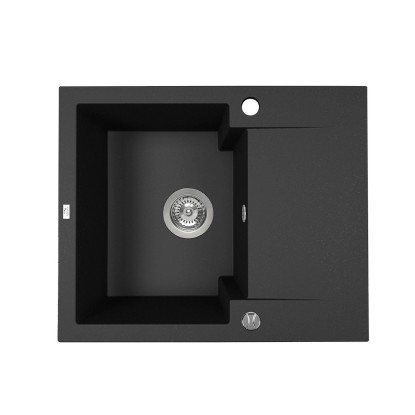 Laveo Zlewozmywak Uno 1-komorowy z półociekaczem czarny - 58 x 48 cm