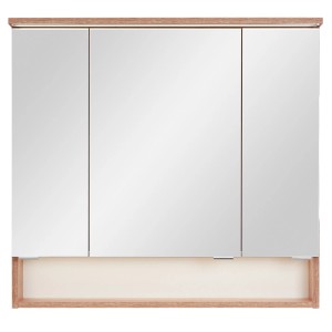 t.b.t. szafka lustrzana do zestawu mebli łazienkowych z trzema lustrzanymi drzwiami i drewnianą ramą.