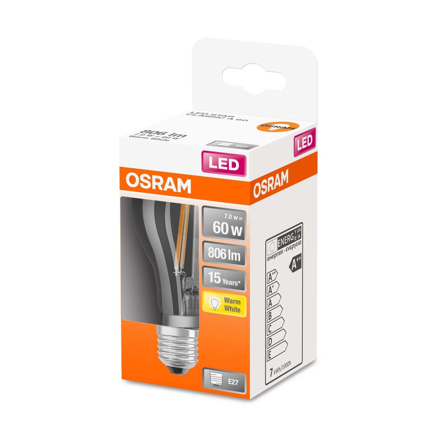 Фото - Лампочка Osram Żarówka LED STAR CLASSIC A60 filament 7W E27 806 lm 2700K 