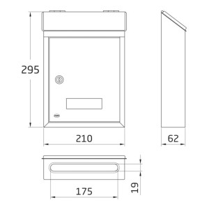 Agas Skrzynka na listy model Mini czarna 60 × 29 × 21 mm