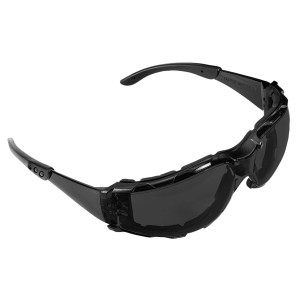 Czarne okulary ochronne t.b.t. dla optymalnej ochrony oczu.