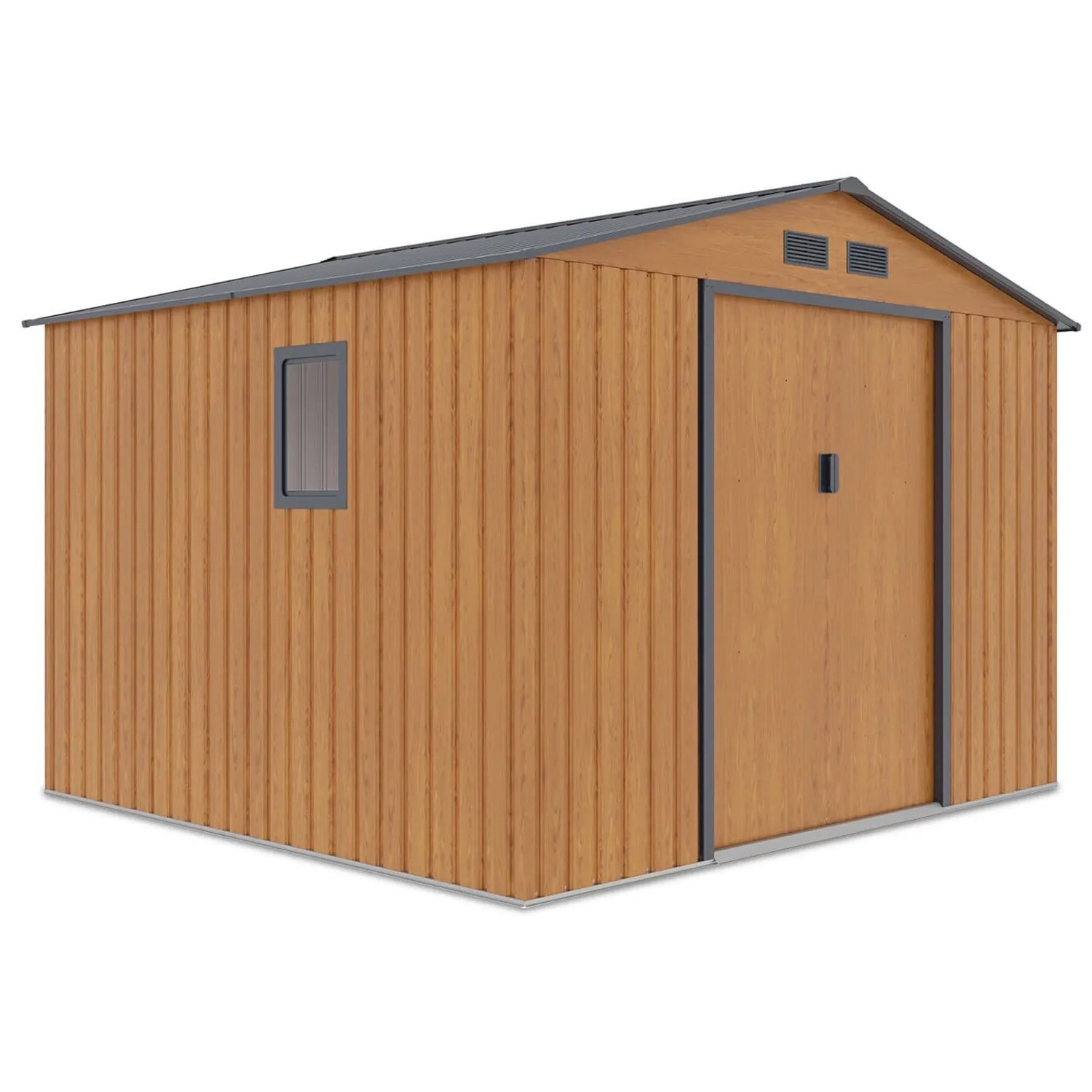 Domek ogrodowy metalowy Hudson Oak Grey - 277x255 cm, wys. 202 cm