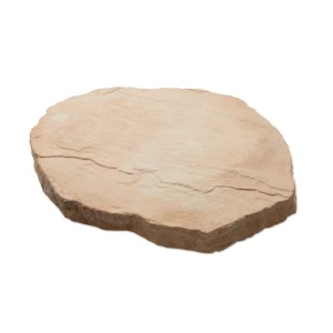 Beżowa płyta tarasowa t.b.t. o nieregularnym kształcie do ogrodu i na taras.