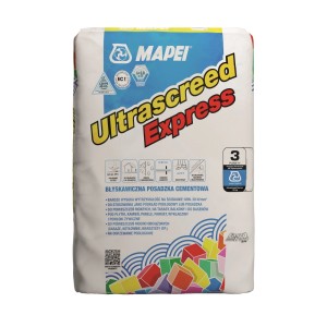Mapei Ultrascreed Express zaprawa podkładowa, workowana do szybkich napraw i łatania.