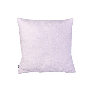 Biała, kwadratowa poduszka t.b.t. z puszystą teksturą.