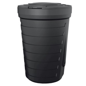 Czarny zbiornik na deszczówkę Waterform Raincan 210 l do nawadniania ogrodu.