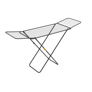 Czarna suszarka na pranie t.b.t. do suszenia ubrań.