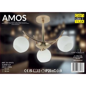 Candellux Lampa wisząca AMOS 3xE27 40W złoto-biała