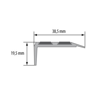 Szkic profilu t.b.t. z wymiarami (38,5 mm x 19,5 mm).