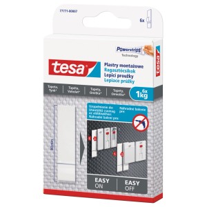 Tesa Powerstrips plastry montażowe, 6 sztuk, do tapet i tynku do 1 kg.