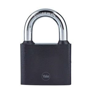 Czarna kłódka t.b.t. z srebrnym pałąkiem. Kłódki.