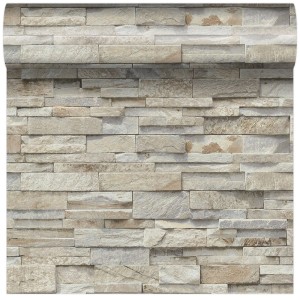 Tapeta dekoracyjna imitująca kamień, beżowo-szara, do wnętrz.