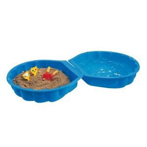 Niebieska duża muszla do piasku i wody (73x88x22cm) z piaskiem, wodą i zabawkami.
