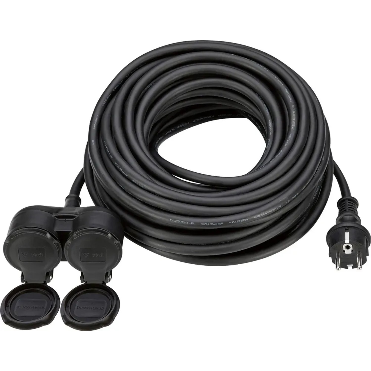 LUX-TOOLS Przedłużacz gumowy 2 gniazdka Z/U 20 m czarny