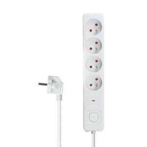 DPM Listwa ochronna z wyłącznikiem 4-gniazdowa 2P+Z biała 1,5 m