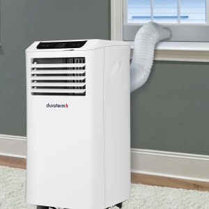 Przenośny klimatyzator z wężem wylotowym w oknie. Idealny do elastycznego chłodzenia.