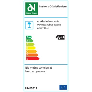 Etykieta efektywności energetycznej dla t.b.t. Lustra z LED, od A++ do E.