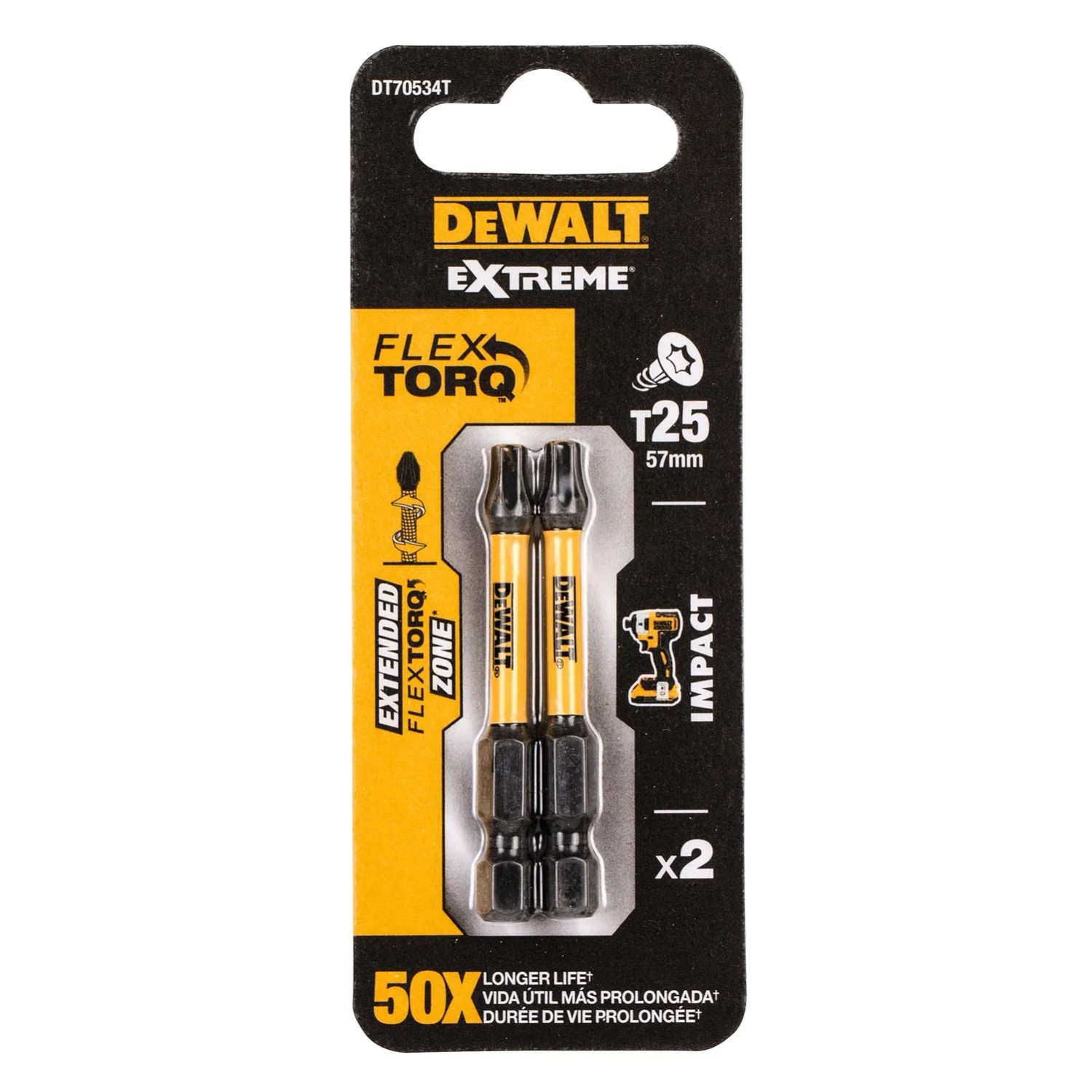 Dewalt Bity udarowe T25 50 mm - 2 szt.