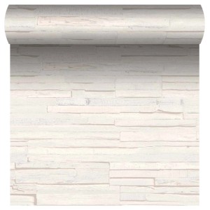 Rolka tapety z efektem drewna w kolorze białym i beżowym do dekoracji ścian.