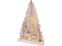 Dekoracja drewniana 20 LED CHOINKA I RENIFERY - wys. 44 cm