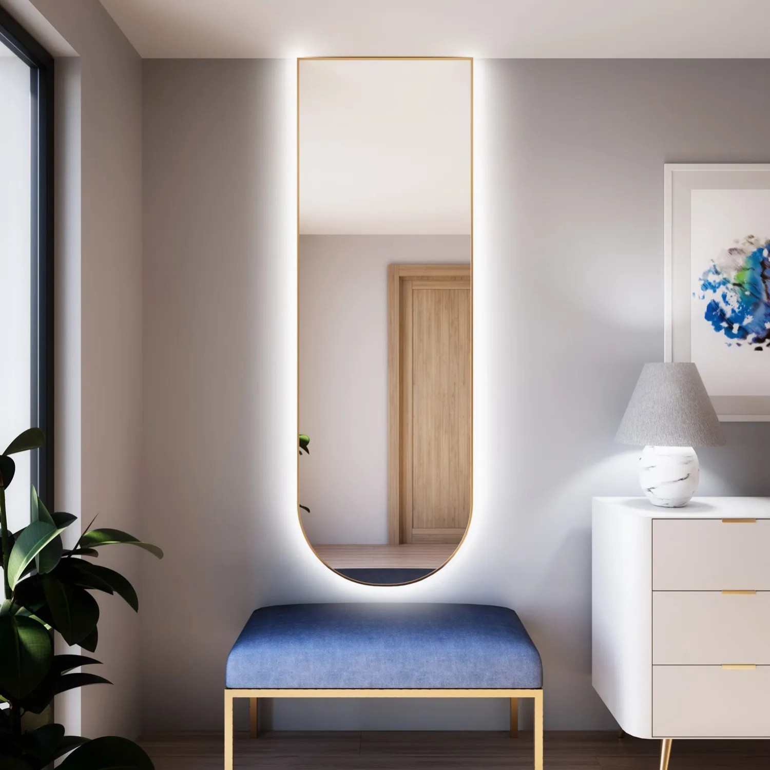 Lustro LED Pastille Cut Złote Zimne 120x50