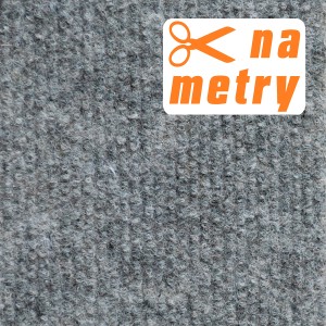 Szary dywan t.b.t. na metry z nadrukiem "na metry".