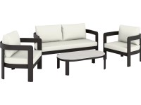 Komplet mebli wypoczynkowych SORRENO biały/antracyt 4-częściowy