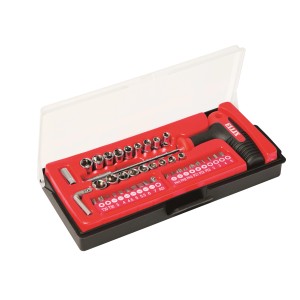 Zestaw bitów i nasadek ELLIX 6,3 mm (1/4), 41 elementów, w walizce.