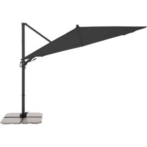 Antracytowy parasol z korbą Derby, ok. 276x276 cm, ze stojakiem.