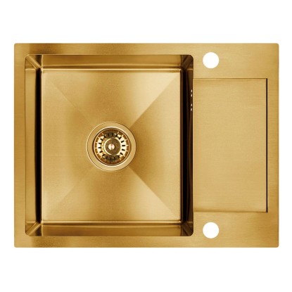 Laveo Zlewozmywak wpuszczany MARMARA 1-kom. z ociekaczem złoty - 44 x 57 cm
