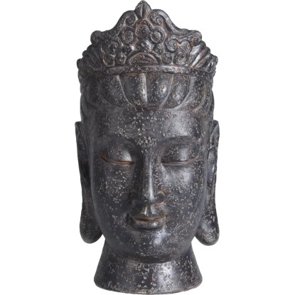 Głowa Buddy cementowa - ciemno brązowy - 22,5 x 42 cm