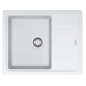 Jasny, nowoczesny zlewozmywak granitowy t.b.t. z ociekaczem.