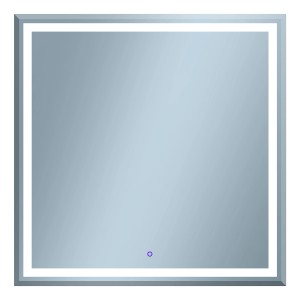 Kwadratowe lustro t.b.t. Lustra z ramą LED i czujnikiem dotykowym.