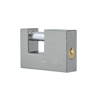 Szara kłódka blokowa Yale dla zwiększonego bezpieczeństwa.