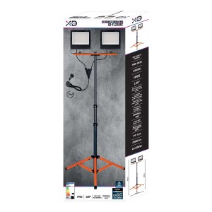 Xudo Naświetlacz LED na statywie 2x100W 4500K 20000lm IP65 czarno-pomarańcz.