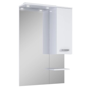 Lustro Maximus Eve 70 cm z LED, szafką i półką, białe.