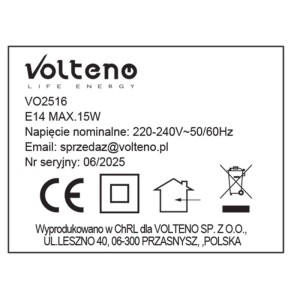 Volteno Lampa stołowa FIRST 1xE14 15W czarna