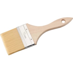 Pędzel płaski 75 mm z naturalnym włosiem i drewnianą rączką do malowania.