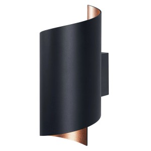 Lampa ścienna LED Osram Smart Decor Twist, czarna, cylindryczna, ze skręconym aluminium i miedzianym wnętrzem.