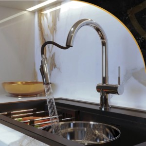 Granitan Bateria kuchenna z wyciąganą wylewką Naya chrom