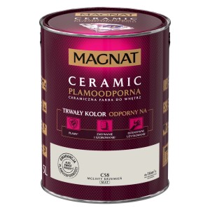 Wiadro z farbą Magnat Ceramic C58, matowe, odcień Mglisity Krzemień. Farba do wnętrz, trwała i plamoodporna.