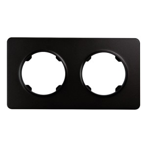 Czarna podwójna ramka do włączników i gniazdek.