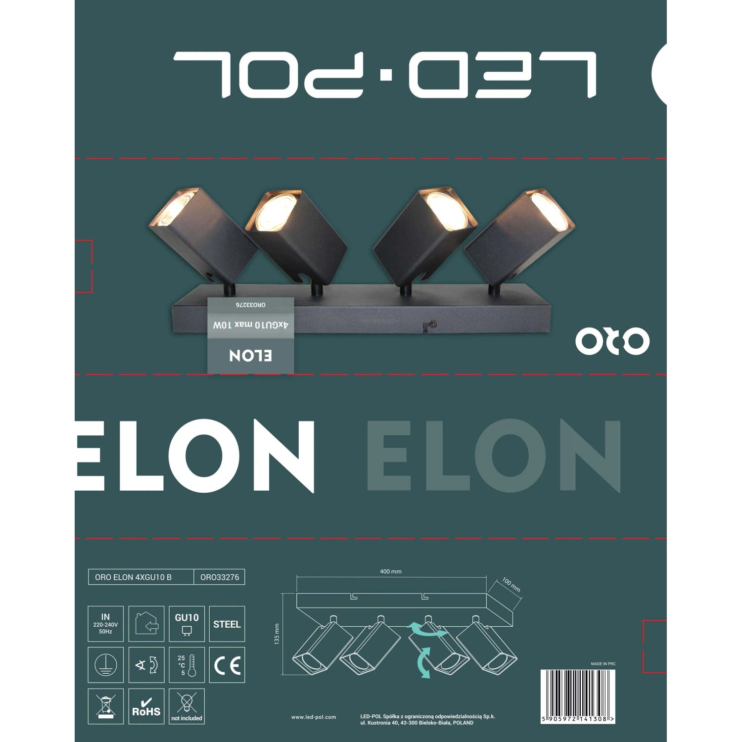 Oro Ruler ORO Listwa SPOT ELON 4xGU10 max. 10W czarna kupuj w OBI