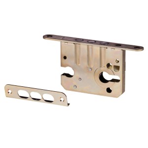 Zamek wpuszczany do drzwi, metalowy, z zaczepem. Odpowiedni do drzwi wewnętrznych.