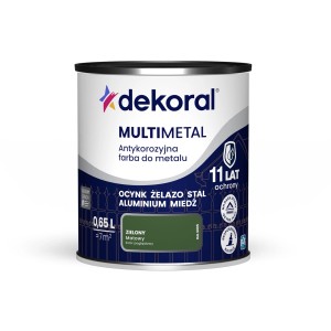 Puszka farby antykorozyjnej Dekoral Multimetal, zielona, 0,65L.