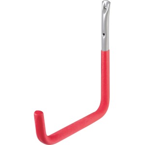 Powlekany hak ścienny z czerwoną gumową powłoką do montażu na ścianie.