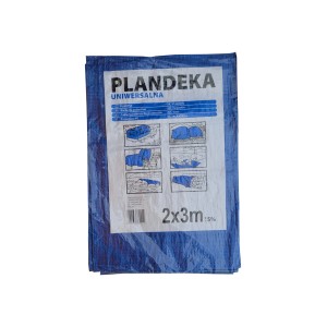 Niebieska plandeka uniwersalna, 2x3 m, idealna do przykrywania i ochrony w budownictwie.