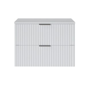 Biała szafka pod umywalkę t.b.t. z dwiema szufladami do zestawów mebli łazienkowych.