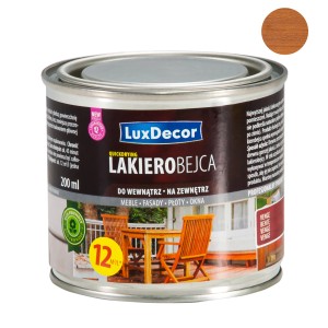 Lakierobejca LuxDecor w metalowym wiadrze, kolor Venge. Lazura do drewna do mebli, fasad, płotów i okien.